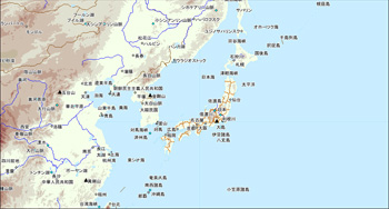 日本およびその周辺の全体図を表示